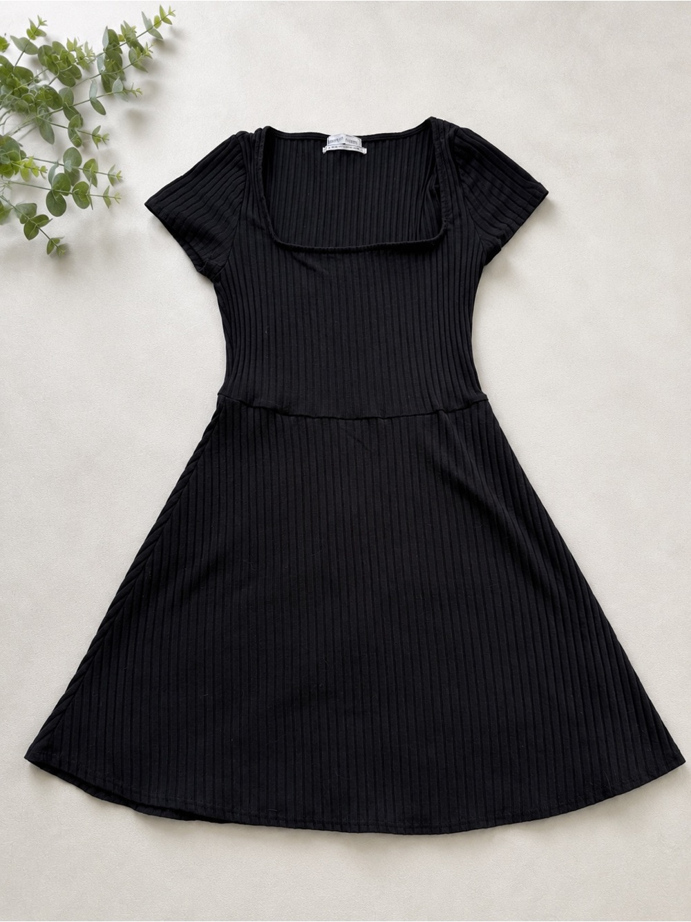 Urban Outfitters Black Ribbed Midi Dress
